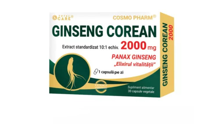 Korean Ginseng 2000 mg – 30 Tablets, Natural Energy & Vitality Supplement