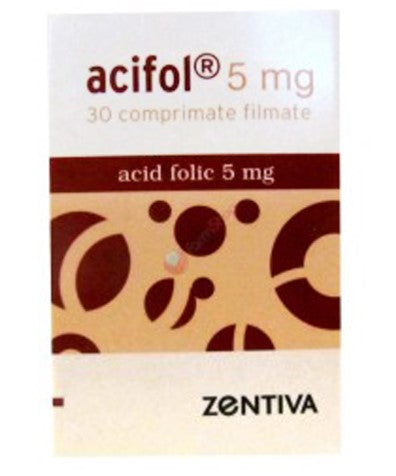 Acifol 5 mg 30 Tablets, Zentiva – Folic Acid Supplement