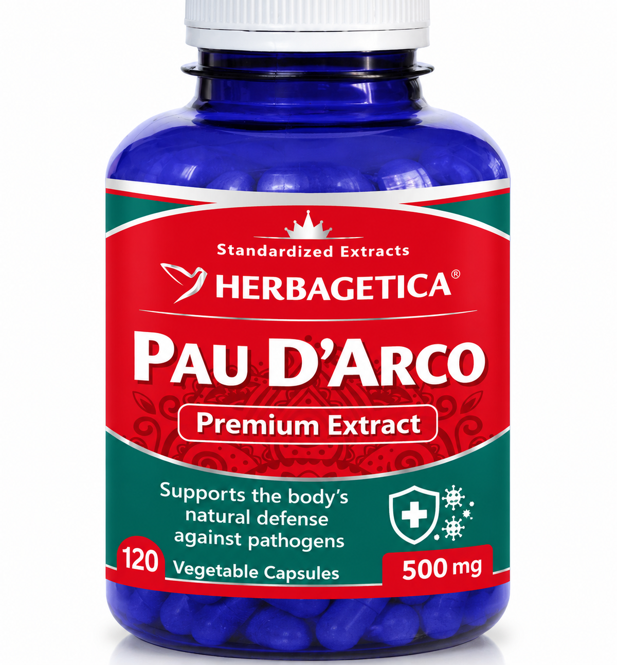 Pau d’Arco 120 Capsules, Herbagetica – Herbal Antioxidant & Immune Support