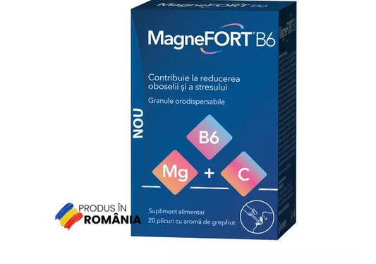 Magnefort B6 Grapefruit – 20 Oro-dispersible Sachets | Magnesium & B6 for Nerves & Energy