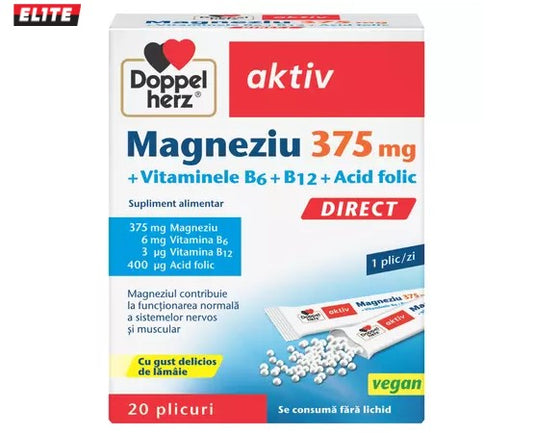 Magnesium 375 mg + B6 + B12 + Folic Acid – 20 Sachets | Nerves, Muscles & Energy Support