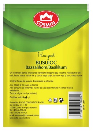 10 sachets  x  Cosmin Basil 8 g – Aromatic Dried Basil Leaves for Cooking & Seasoning