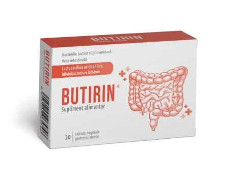 Butirin 30 Gastro-Resistant Probiotic & Prebiotic Capsules – Digestive Flora & Gut Health Support
