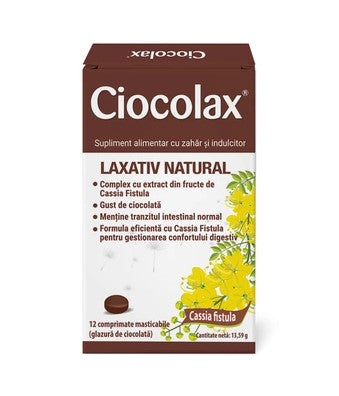 2 boxes x  Ciocolax 12 Chewable Chocolate-Coated Natural Laxative Tablets – Gentle Constipation & Digestive Support