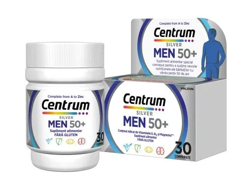 Centrum Silver 50+ Men Multivitamin 30 Tablets – Vitamins & Minerals for Energy, Immunity & Heart Health