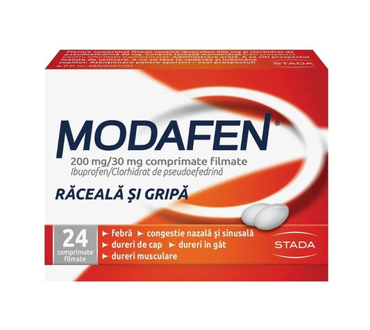 Modafen cold and flu, 200 mg/ 30 mg, 24 film-coated tablets