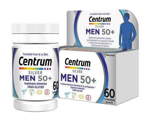 Centrum Silver 50+ Men Multivitamin 60 Tablets – Vitamins & Minerals for Energy, Immunity & Heart Health