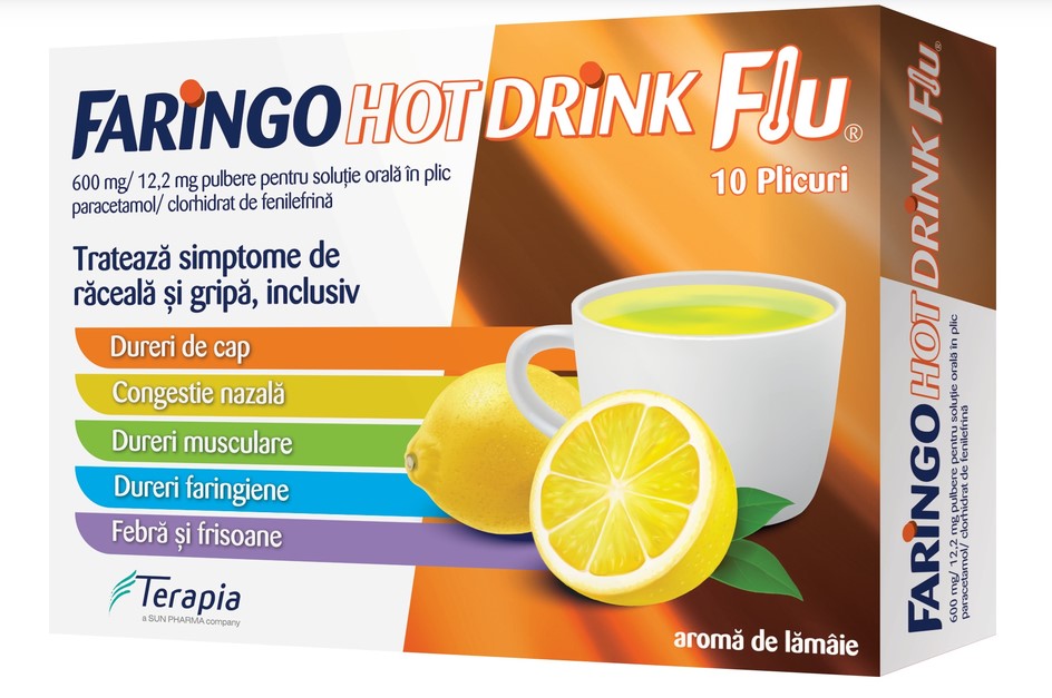 Faringo Hot Drink Flu 10 Sachets – Cold & Flu Symptom Relief