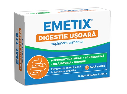 Emetix Digestie Ușoară 20 Tablets – Digestive Support