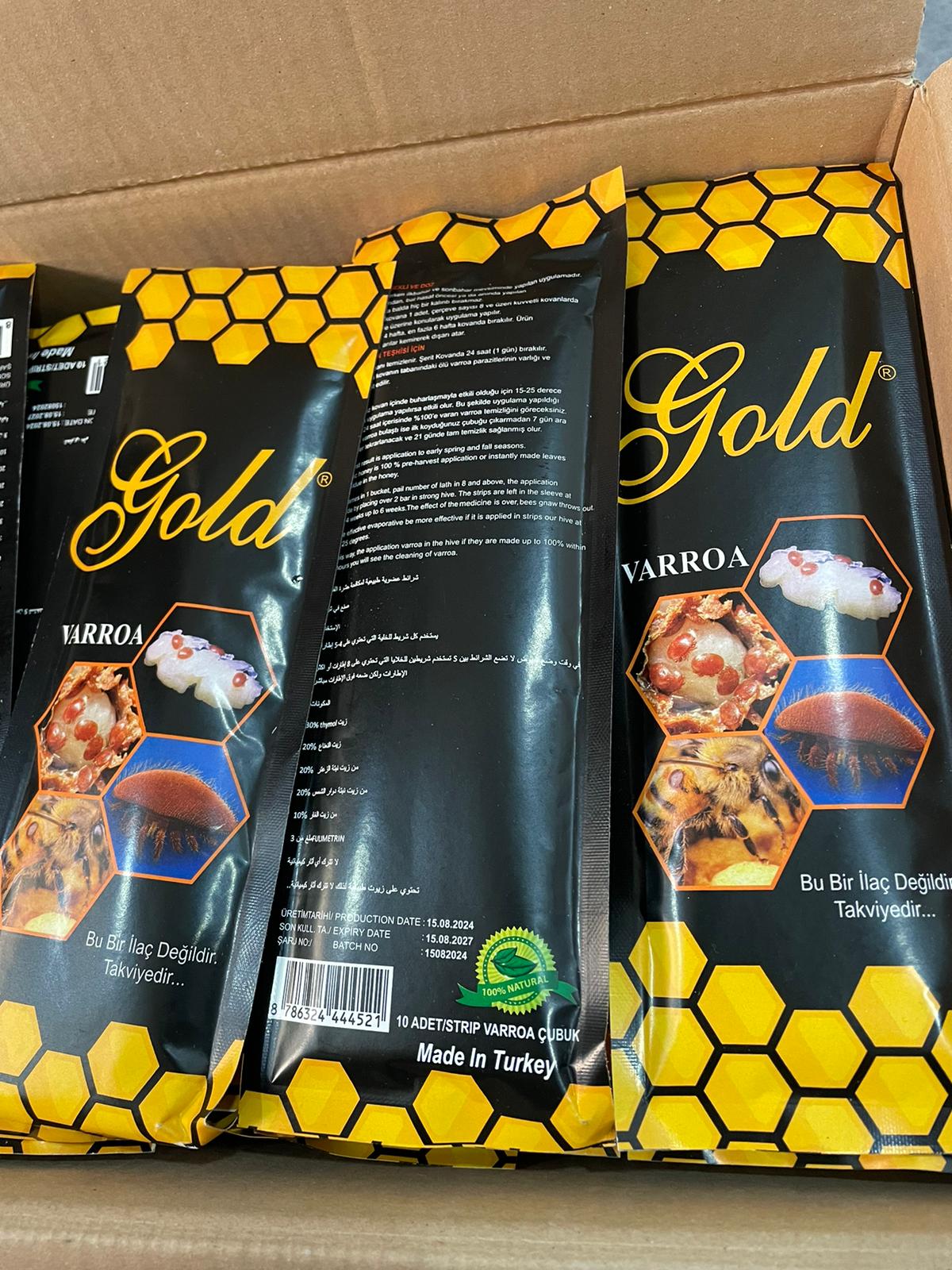 5 sachets x Gold Varroa – Varroa Mite Control Strips for Honeybee Colony Health & Parasitic Protection